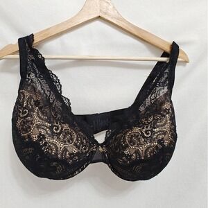 Thirdlove Bra 24/7 Lace Contour Plunge Bra Black 38F Full Coverage Microfiber